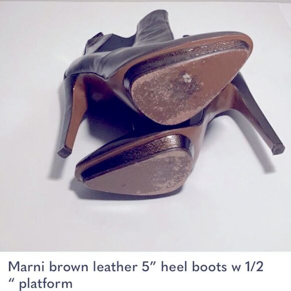 Authentic MARNI platform brown leather 5” booties .5” platform. Made in Italy. - Picture 3 of 3